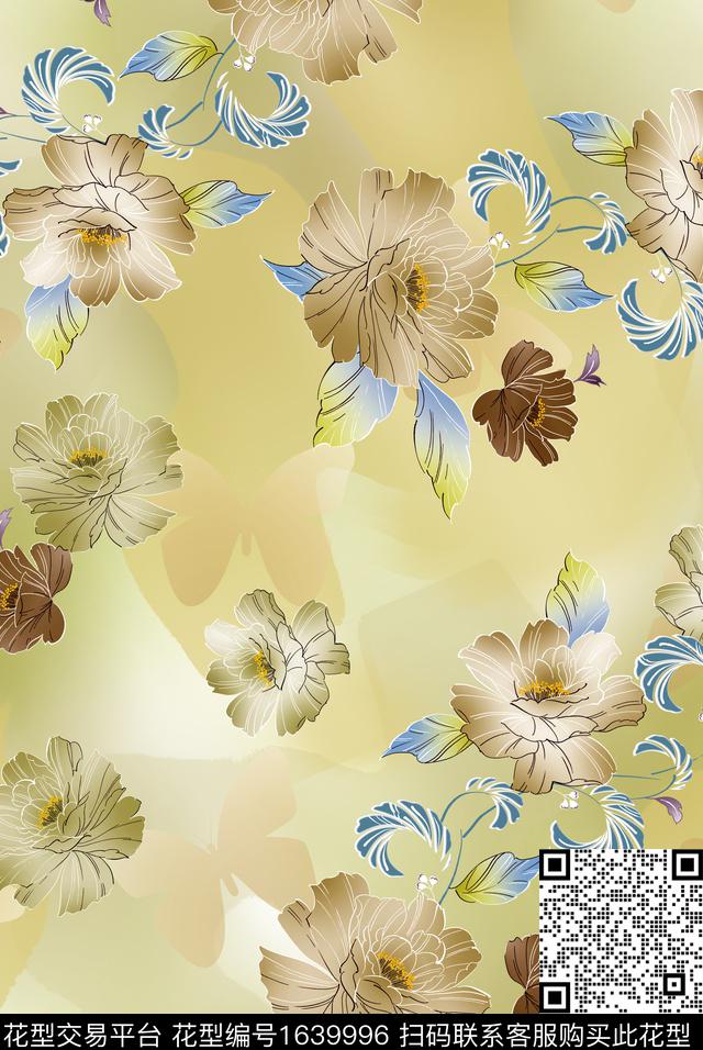 真丝满版散花数码花型数码印花花型下载（图片编号: 1639996） - 瓦栏（Walan）