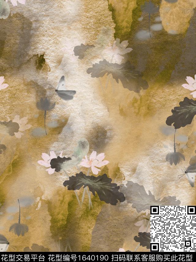 中国风水彩中老年数码印花花型下载（图片编号: 1640190） - 瓦栏（Walan）