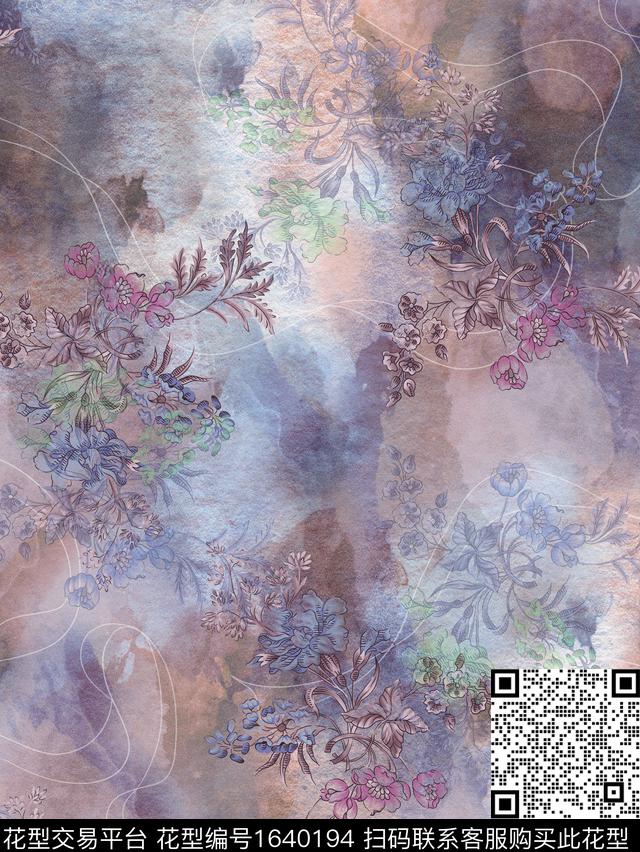 中老年花卉影花数码印花花型下载（图片编号: 1640194） - 瓦栏（Walan）