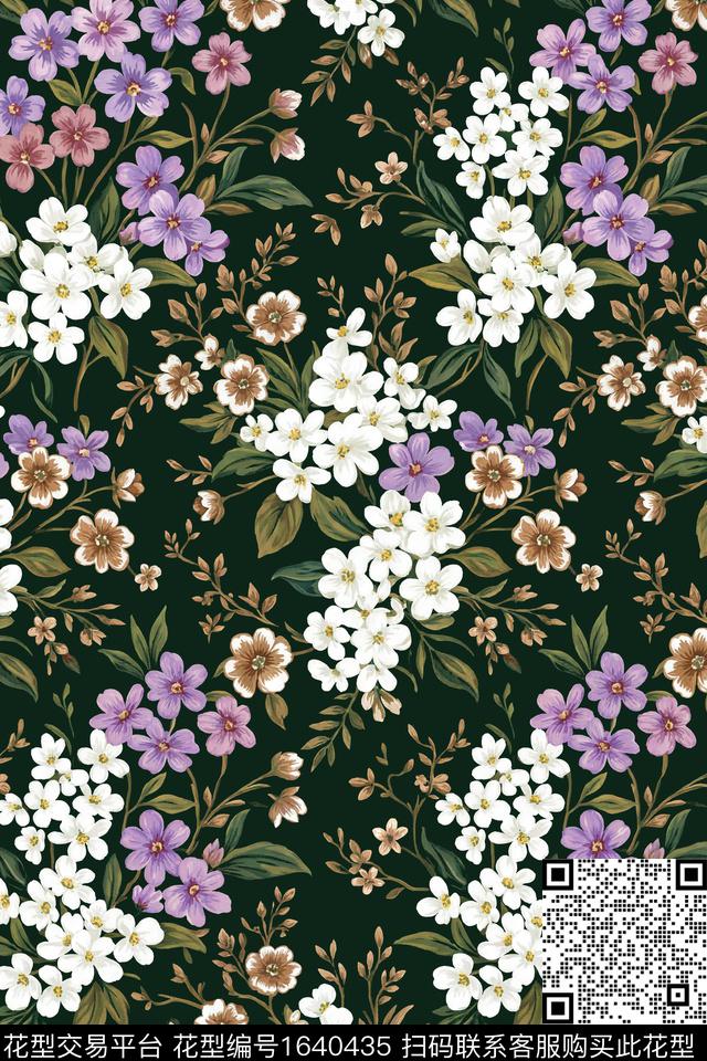 水彩花卉满版散花花卉数码印花花型下载（图片编号: 1640435） - 瓦栏（Walan）