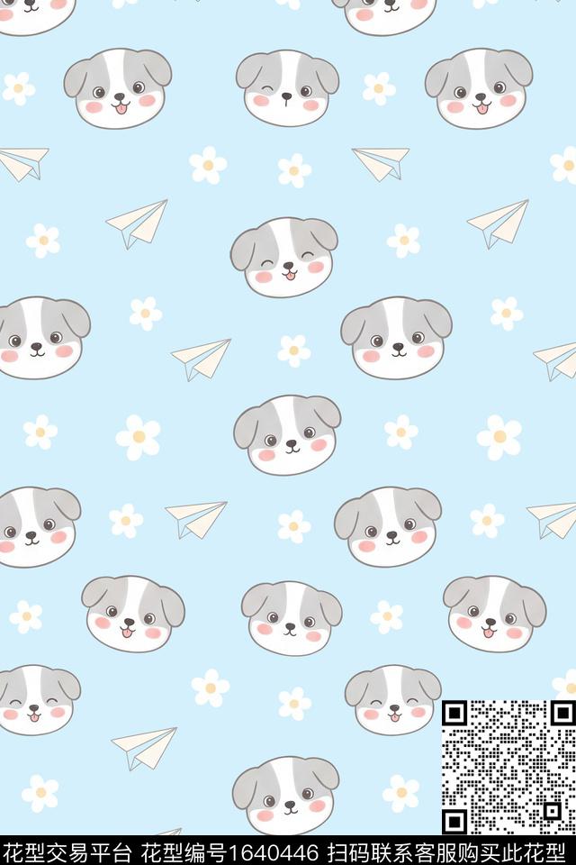 卡通动物小清新狗数码印花花型下载（图片编号: 1640446） - 瓦栏（Walan）