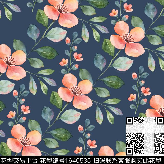 花卉水彩花卉数码印花花型下载（图片编号: 1640535） - 瓦栏（Walan）