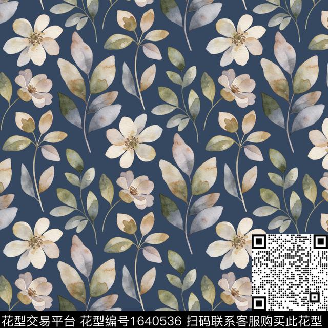 花卉水彩花卉数码印花花型下载（图片编号: 1640536） - 瓦栏（Walan）