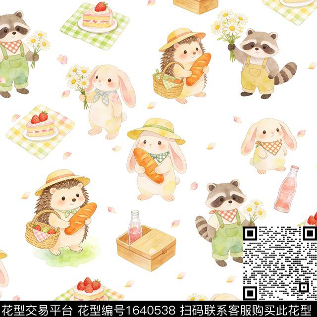 动物卡通野餐数码印花花型下载（图片编号: 1640538） - 瓦栏（Walan）