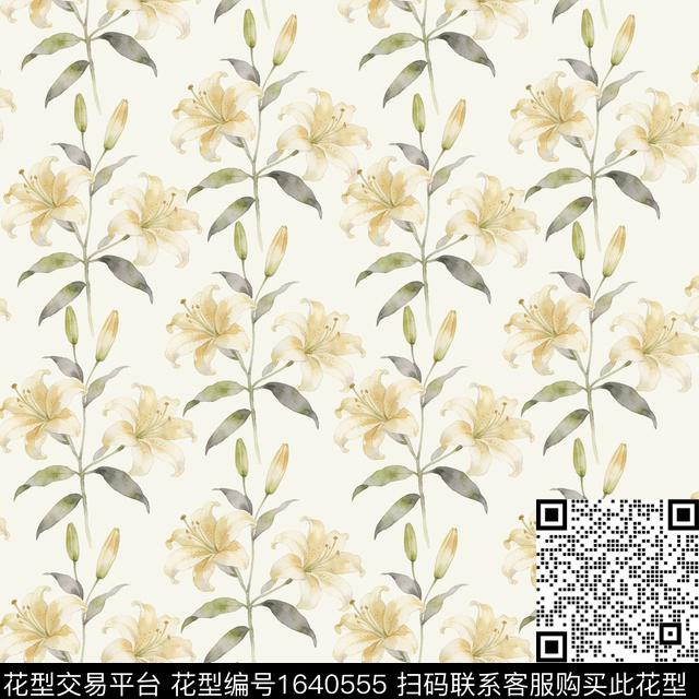 花卉水彩花卉数码印花花型下载（图片编号: 1640555） - 瓦栏（Walan）
