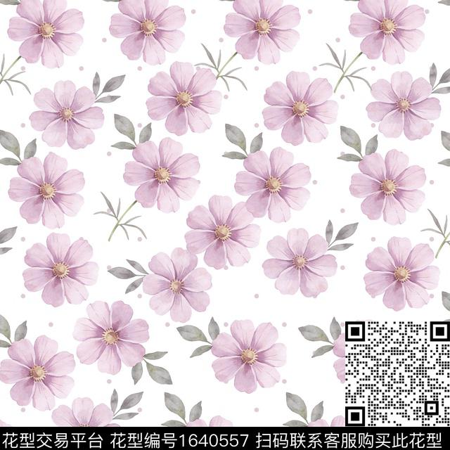 花卉水彩花卉波点数码印花花型下载（图片编号: 1640557） - 瓦栏（Walan）