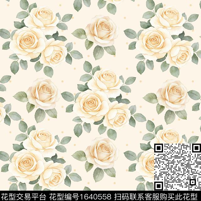 花卉水彩花卉波点数码印花花型下载（图片编号: 1640558） - 瓦栏（Walan）