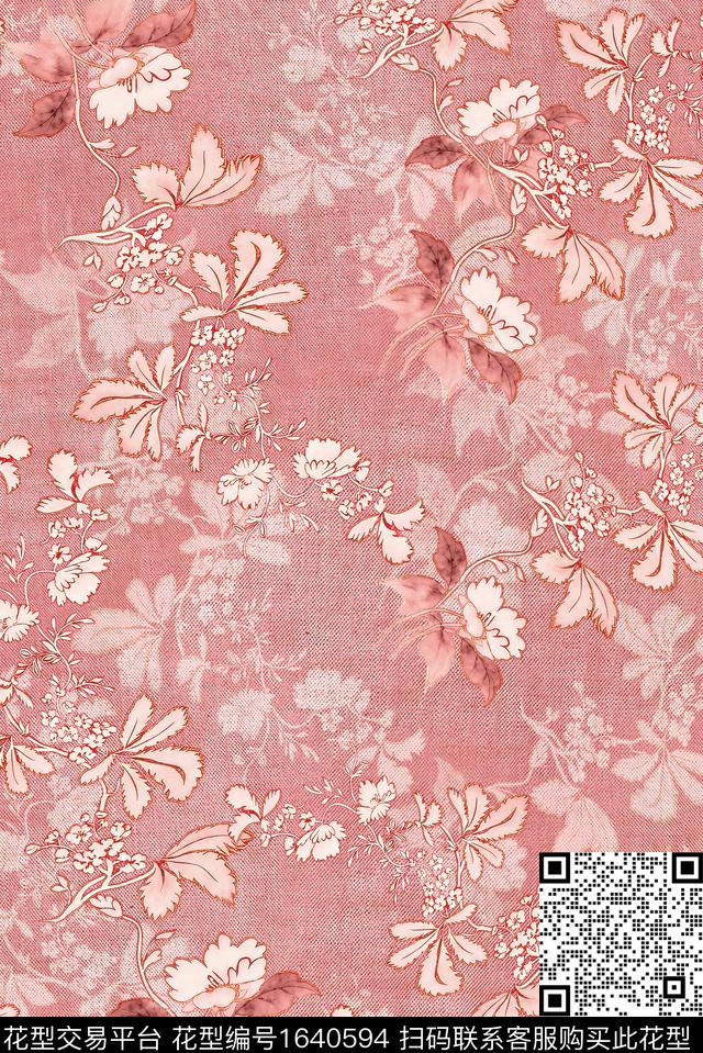 年轻女装满版散花花卉数码印花花型下载（图片编号: 1640594） - 瓦栏（Walan）
