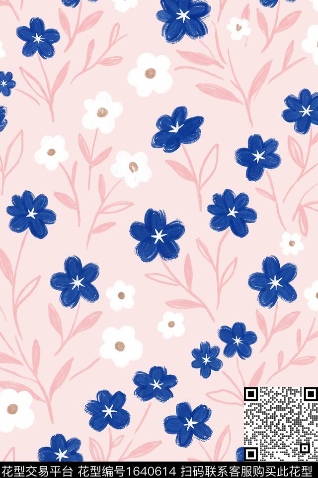 年轻女装花卉水彩花卉数码印花花型下载（图片编号: 1640614） - 瓦栏（Walan）