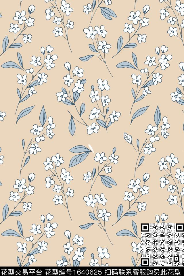 小清新满版散花花卉传统印花花型下载（图片编号: 1640625） - 瓦栏（Walan）