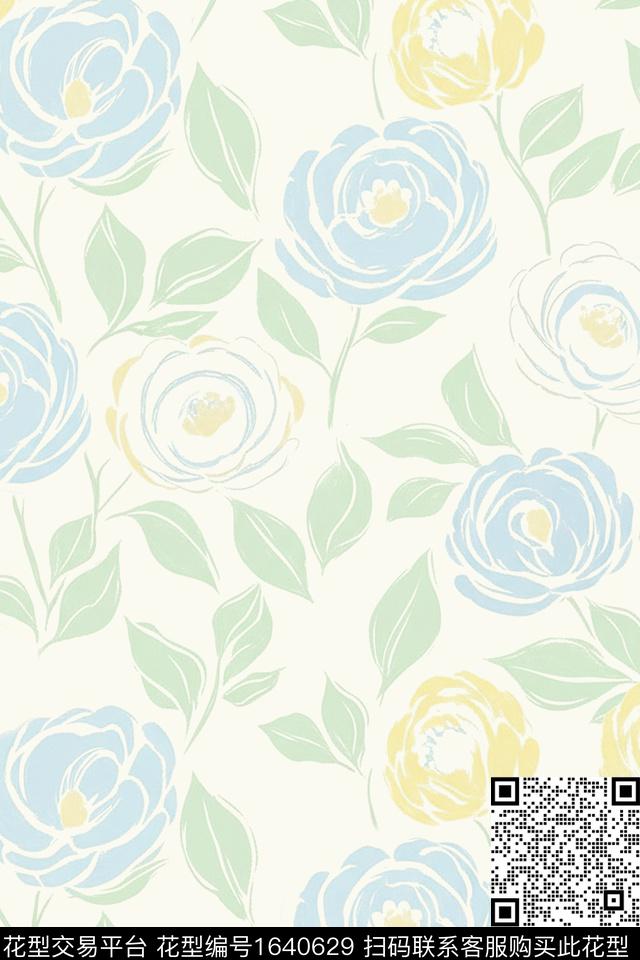 小清新春夏花卉年轻女装数码印花花型下载（图片编号: 1640629） - 瓦栏（Walan）