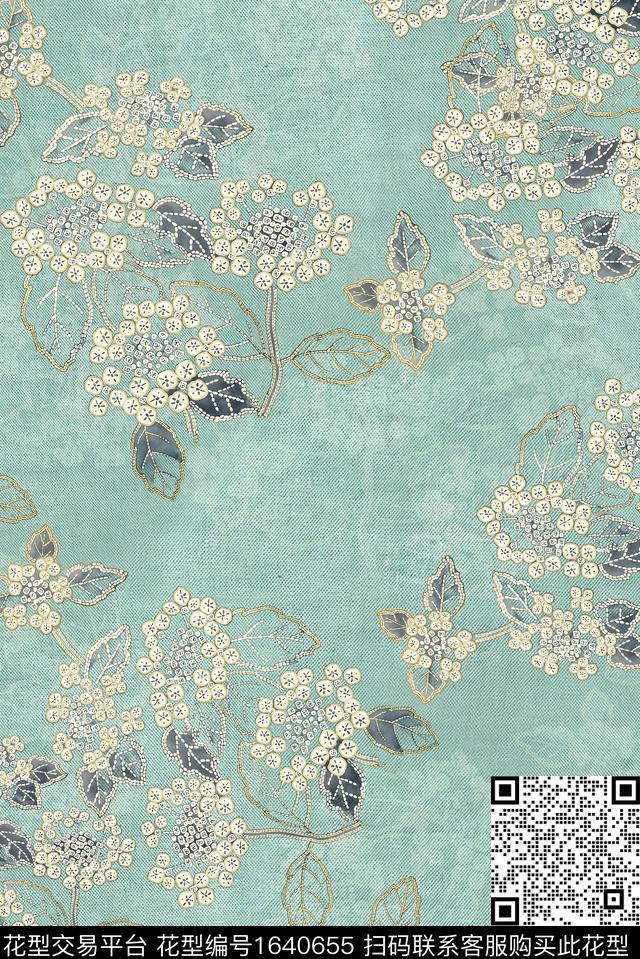 年轻女装满版散花花卉数码印花花型下载（图片编号: 1640655） - 瓦栏（Walan）