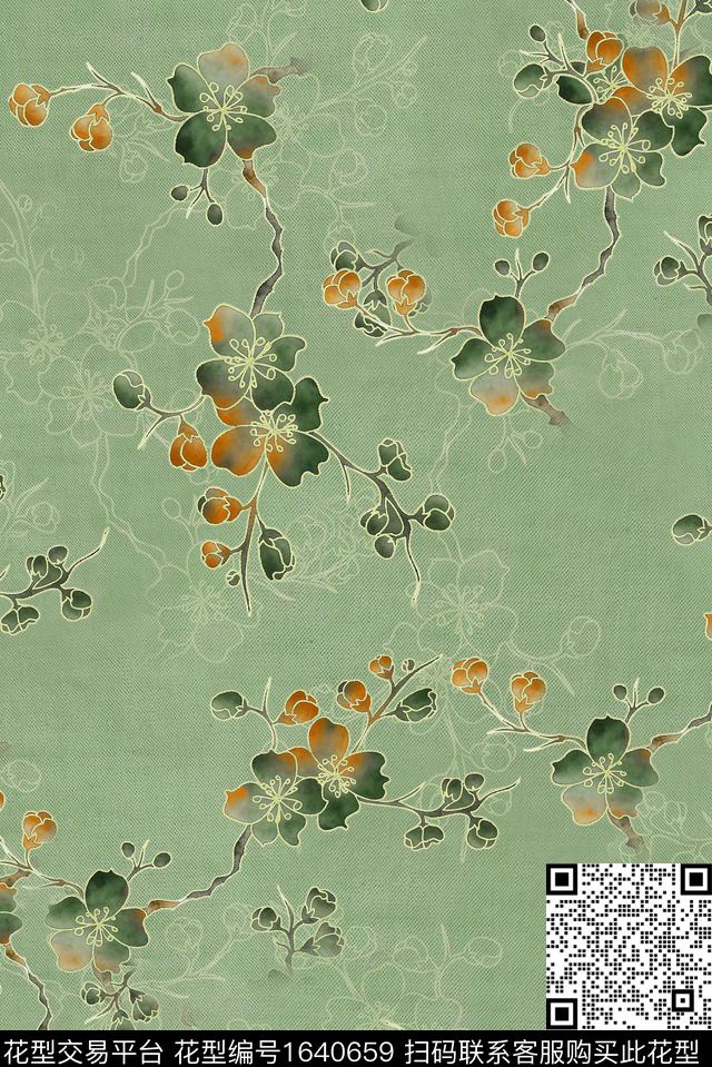 年轻女装满版散花花卉数码印花花型下载（图片编号: 1640659） - 瓦栏（Walan）