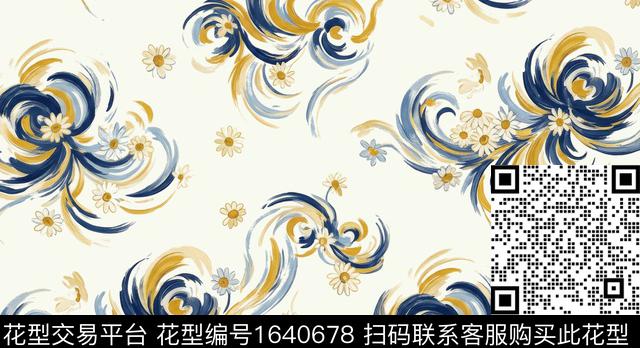 年轻女装中国风花卉数码印花花型下载（图片编号: 1640678） - 瓦栏（Walan）
