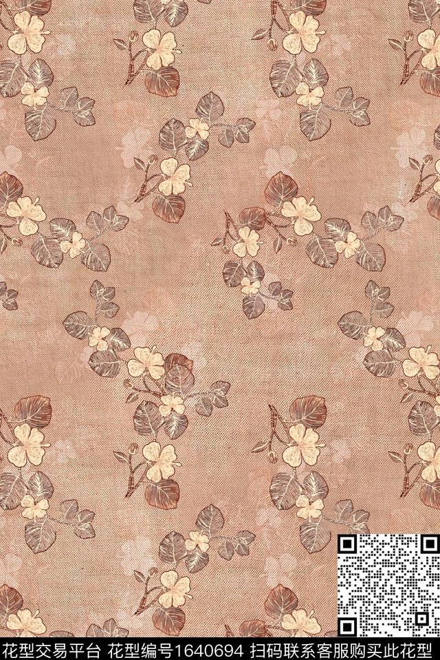 年轻女装满版散花花卉数码印花花型下载（图片编号: 1640694） - 瓦栏（Walan）