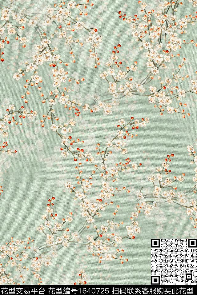 年轻女装满版散花花卉数码印花花型下载（图片编号: 1640725） - 瓦栏（Walan）
