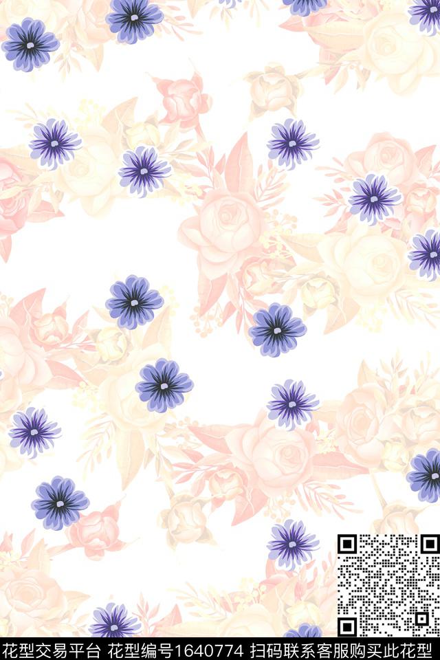 满版散花花卉小碎花数码印花花型下载（图片编号: 1640774） - 瓦栏（Walan）