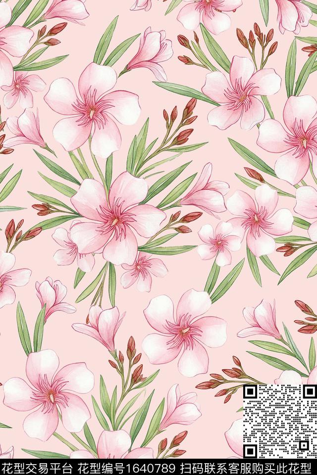年轻女装满版散花花卉数码印花花型下载（图片编号: 1640789） - 瓦栏（Walan）