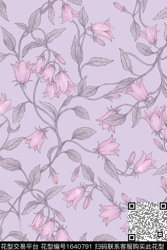 年轻女装花卉水彩花卉数码印花花型下载（图片编号: 1640791） - 瓦栏（Walan）