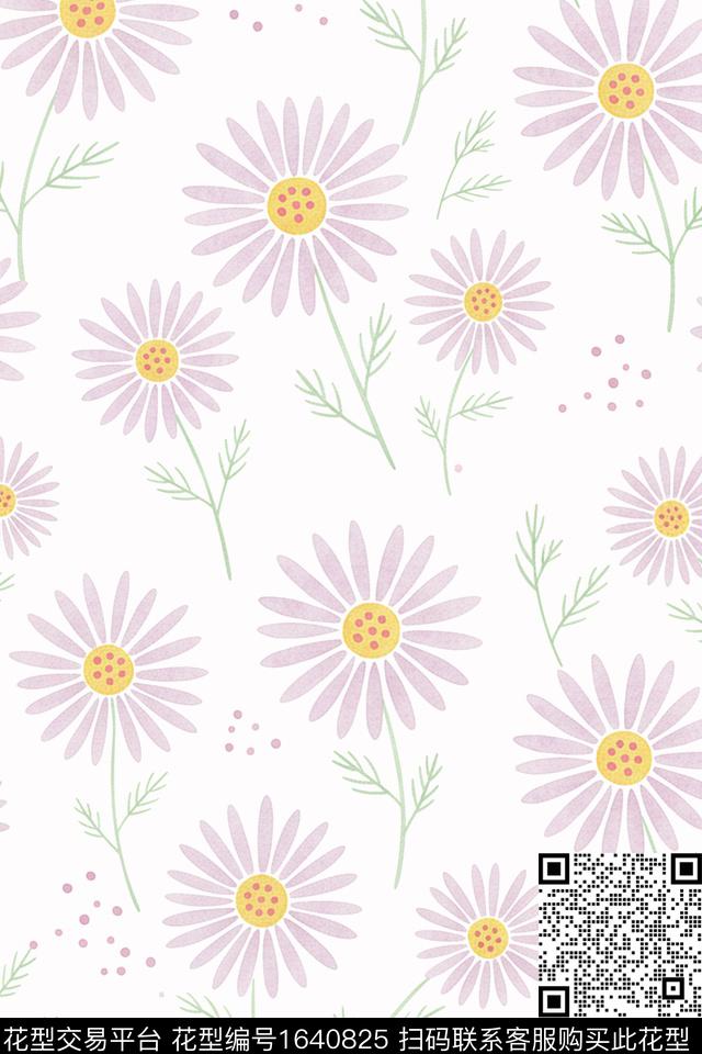 年轻女装小清新花卉数码印花花型下载（图片编号: 1640825） - 瓦栏（Walan）