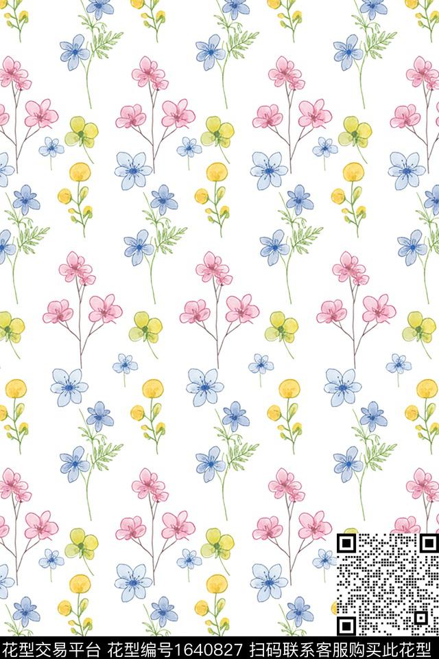 年轻女装小清新花卉数码印花花型下载（图片编号: 1640827） - 瓦栏（Walan）