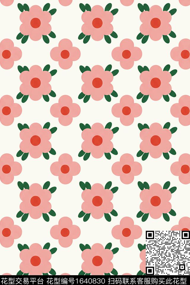 年轻女装花卉小红花数码印花花型下载（图片编号: 1640830） - 瓦栏（Walan）