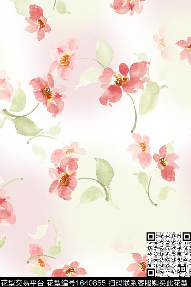 花卉春夏花型水彩花卉数码印花花型下载（图片编号: 1640855） - 瓦栏（Walan）