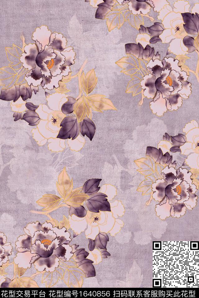 年轻女装满版散花花卉数码印花花型下载（图片编号: 1640856） - 瓦栏（Walan）