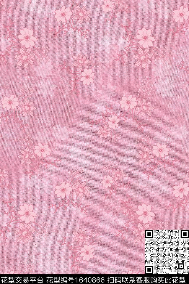 年轻女装满版散花花卉数码印花花型下载（图片编号: 1640866） - 瓦栏（Walan）