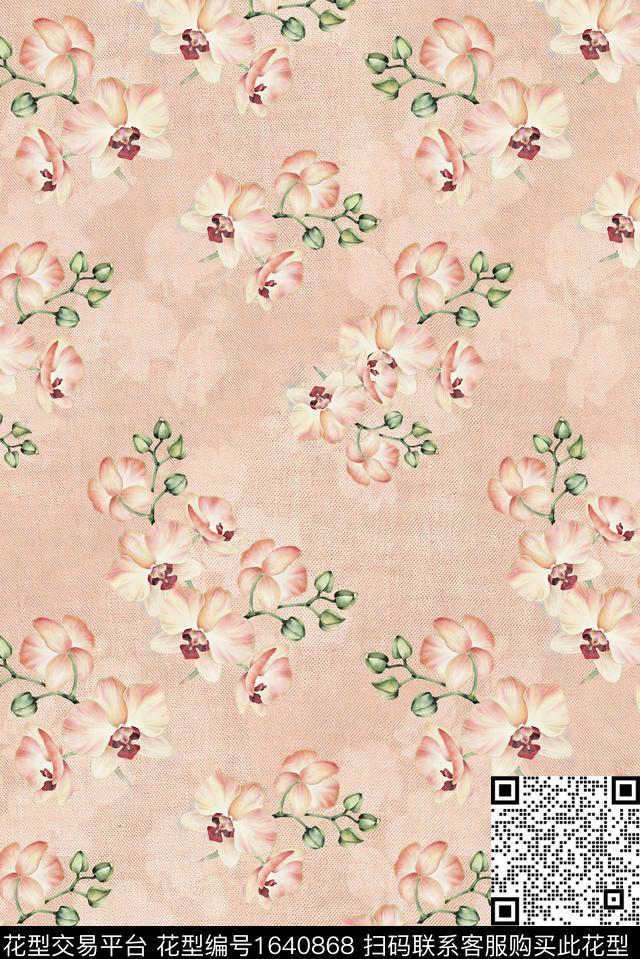 年轻女装满版散花花卉数码印花花型下载（图片编号: 1640868） - 瓦栏（Walan）