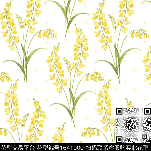 花卉水彩花卉波点数码印花花型下载（图片编号: 1641000） - 瓦栏（Walan）