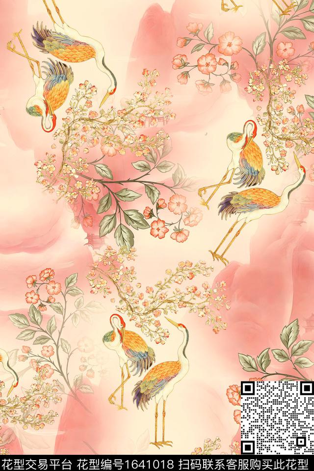 年轻女装满版散花花卉数码印花花型下载（图片编号: 1641018） - 瓦栏（Walan）