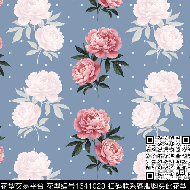 水彩花卉花卉影花数码印花花型下载（图片编号: 1641023） - 瓦栏（Walan）