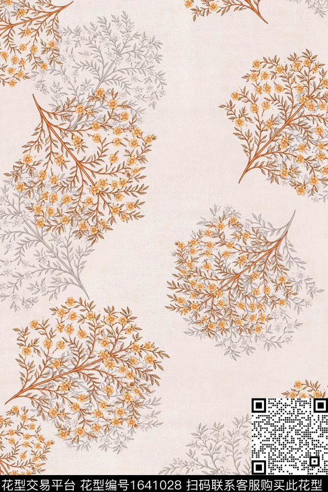 年轻女装满版散花花卉数码印花花型下载（图片编号: 1641028） - 瓦栏（Walan）