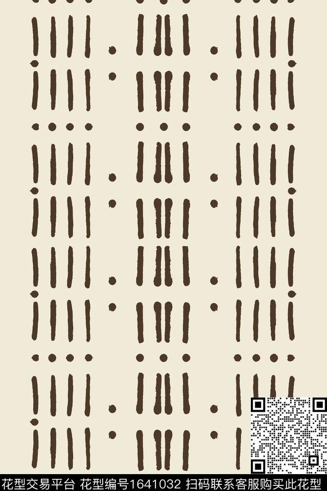 笔触线条波点数码印花花型下载（图片编号: 1641032） - 瓦栏（Walan）