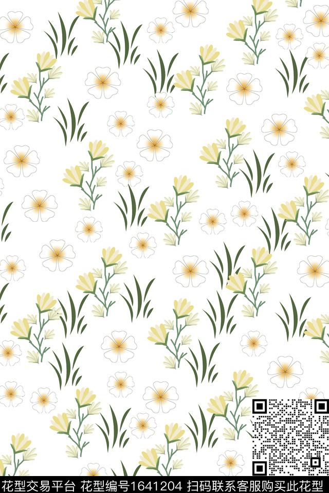 满版散花小碎花水彩花卉传统印花花型下载（图片编号: 1641204） - 瓦栏（Walan）