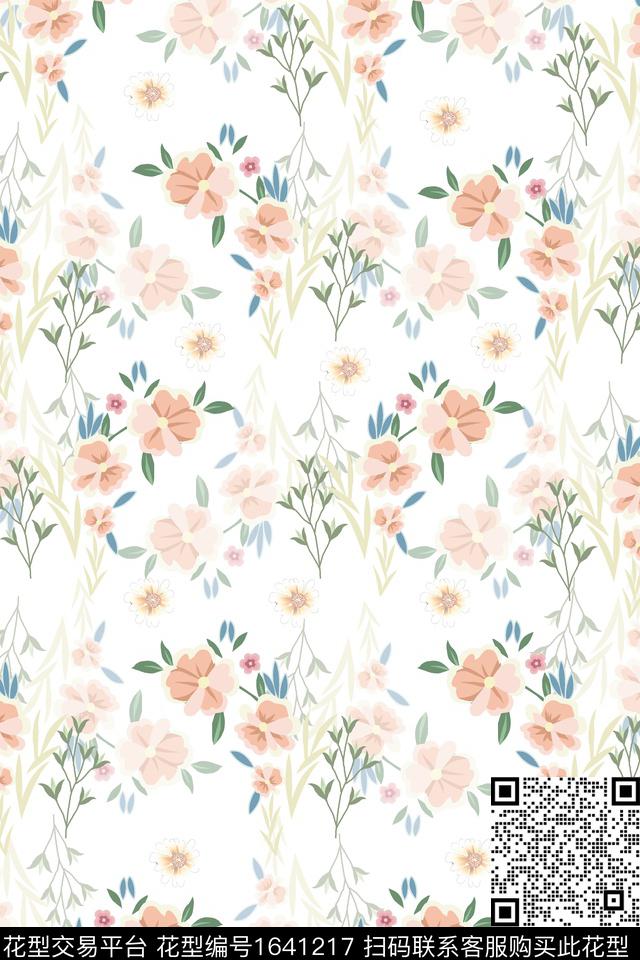 满版散花小碎花水彩花卉传统印花花型下载（图片编号: 1641217） - 瓦栏（Walan）