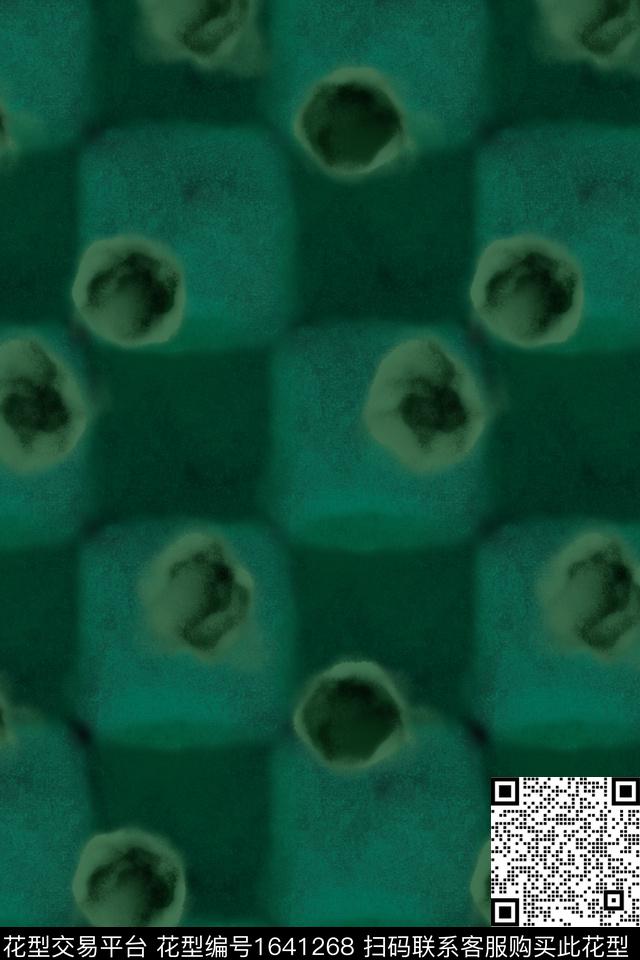 水彩波点格子数码印花花型下载（图片编号: 1641268） - 瓦栏（Walan）