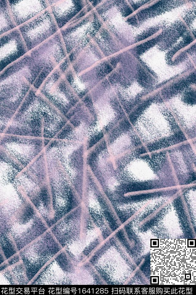 肌理笔触格子数码印花花型下载（图片编号: 1641285） - 瓦栏（Walan）