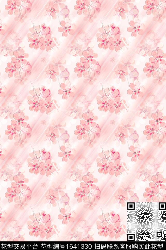 年轻女性花卉水彩花卉数码印花花型下载（图片编号: 1641330） - 瓦栏（Walan）