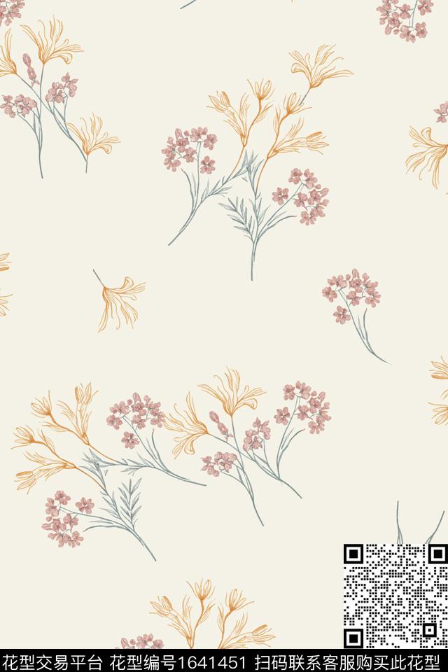 年轻女装水彩花卉花卉数码印花花型下载（图片编号: 1641451） - 瓦栏（Walan）