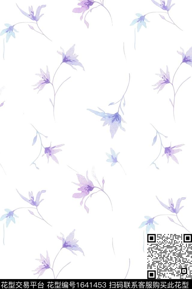 花卉抽象花卉水彩数码印花花型下载（图片编号: 1641453） - 瓦栏（Walan）