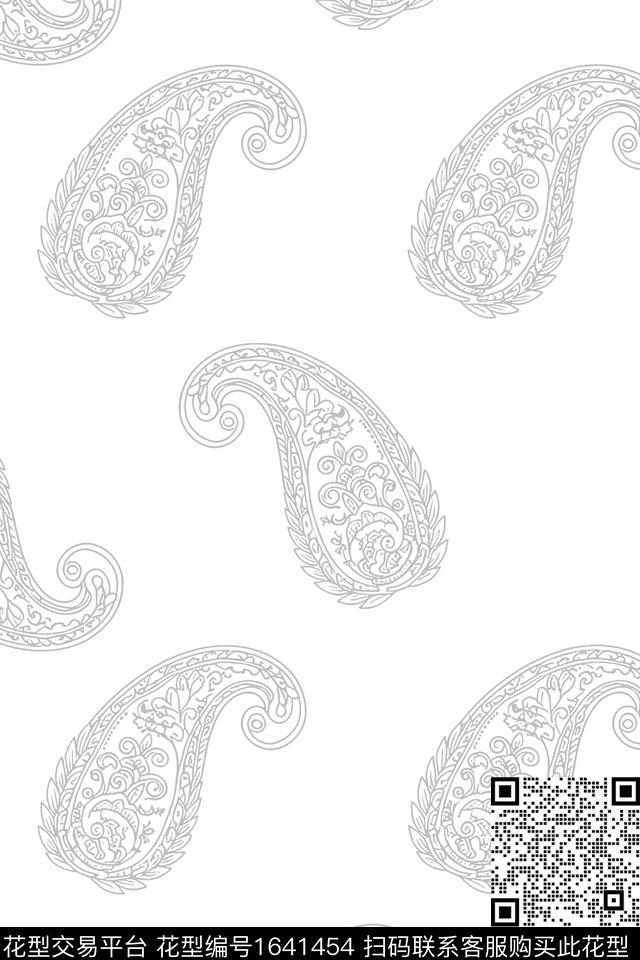 佩斯利民族风线条画传统印花花型下载（图片编号: 1641454） - 瓦栏（Walan）