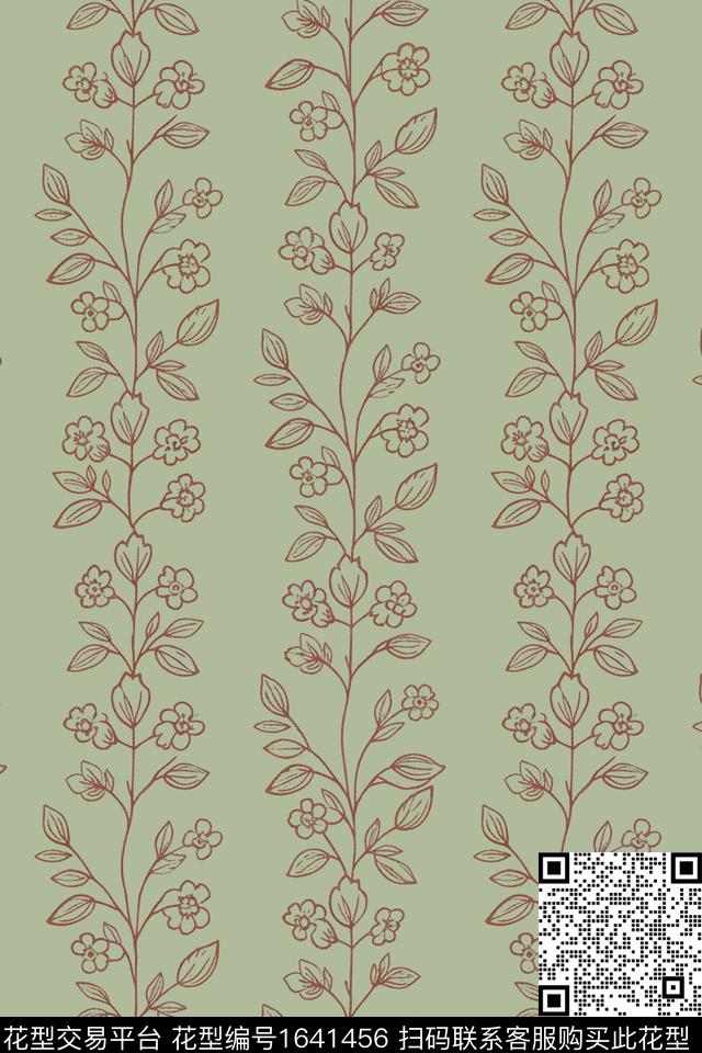 花卉线条花卉传统印花花型下载（图片编号: 1641456） - 瓦栏（Walan）