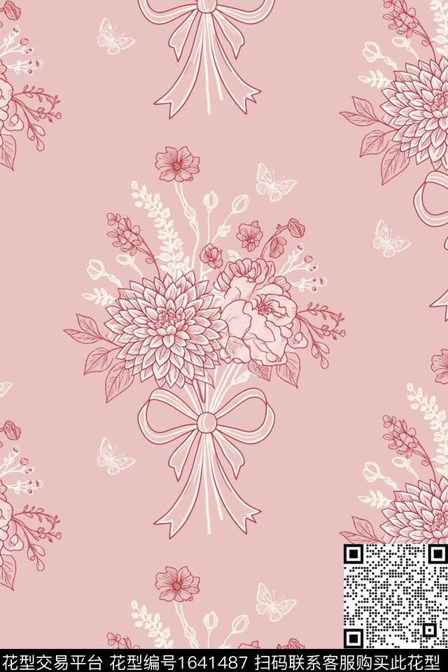 年轻女装花卉花束数码印花花型下载（图片编号: 1641487） - 瓦栏（Walan）