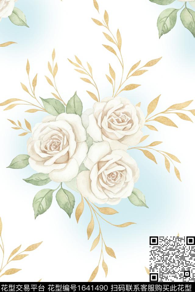 年轻女装花卉水彩花卉数码印花花型下载（图片编号: 1641490） - 瓦栏（Walan）