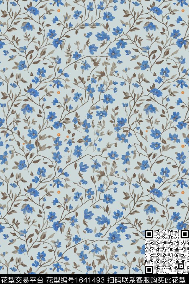 花卉小碎花数码印花花型下载（图片编号: 1641493） - 瓦栏（Walan）