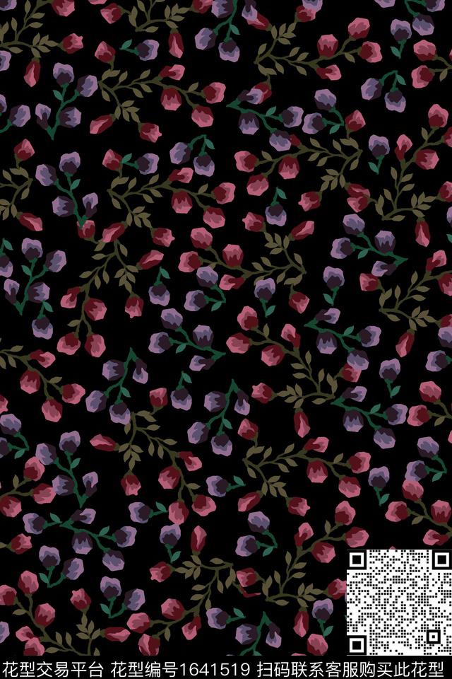 满版散花抽象花卉中老年传统印花花型下载（图片编号: 1641519） - 瓦栏（Walan）