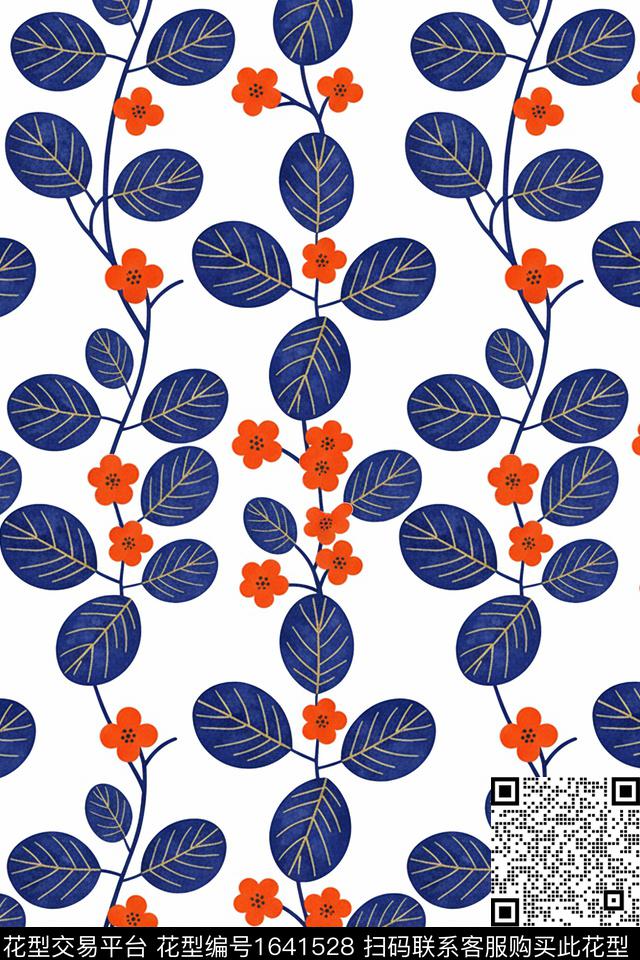 年轻女装植物叶子数码印花花型下载（图片编号: 1641528） - 瓦栏（Walan）