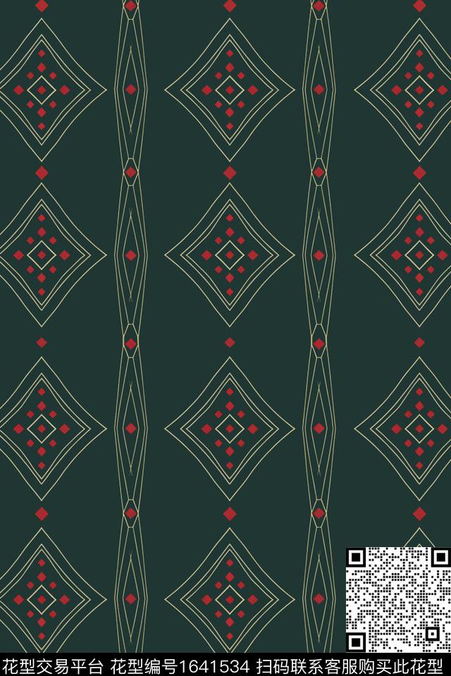几何民族风线条传统印花花型下载（图片编号: 1641534） - 瓦栏（Walan）